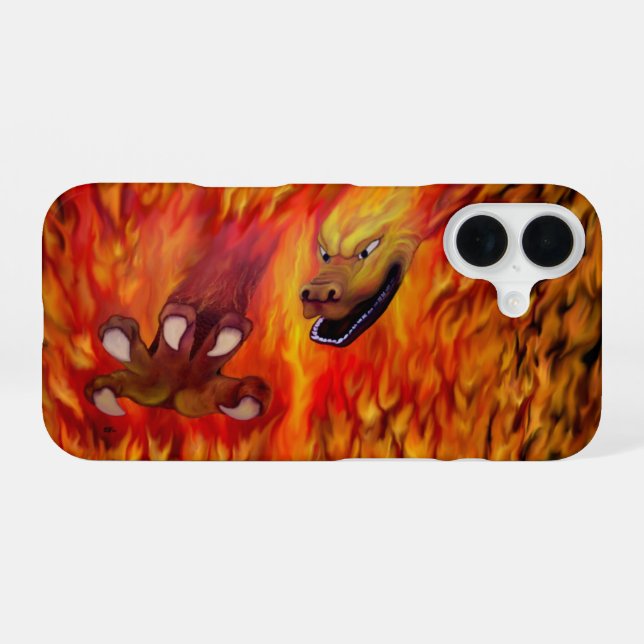Coque iPhone 16 Griffe de dragon rouge (Verso Horizontal)