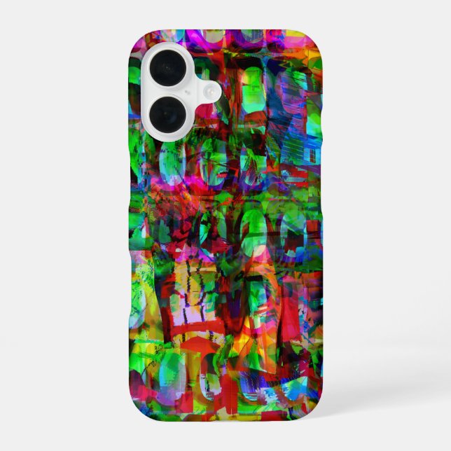 Coque iPhone 16 Grille Abstraite - Graphique à synthèse modulaire (Verso)