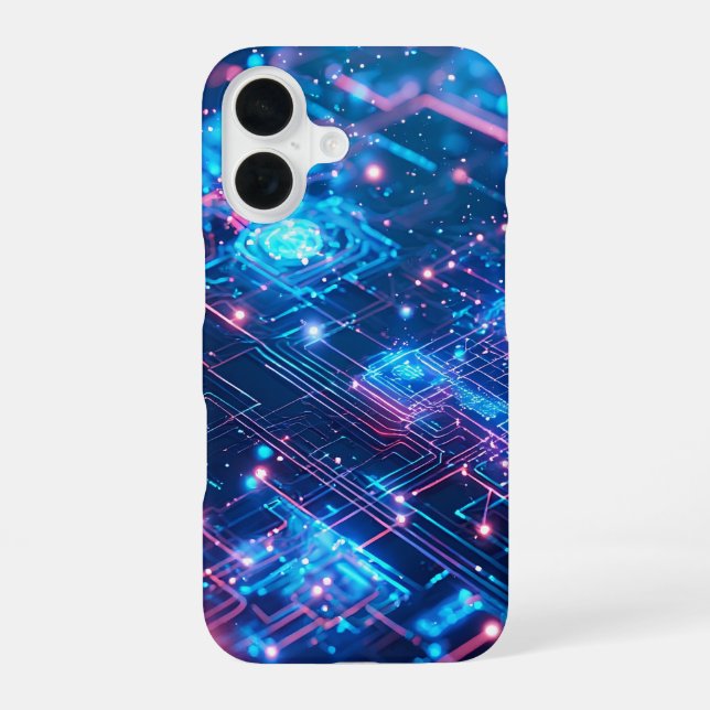 Coque iPhone 16 Grille Néon IA (Verso)