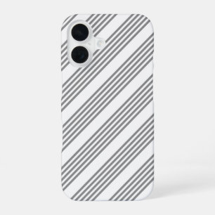 Coque iPhone 16 Gris et blanc cinq bandes motif