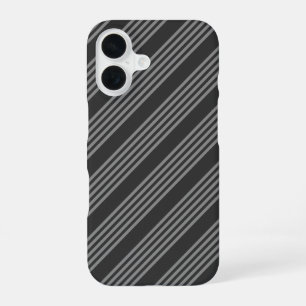 Coque iPhone 16 Gris et charbon de bois cinq bandes motif
