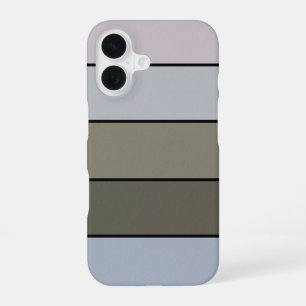 Coque iPhone 16 Gris Verts Et Rayures Noires Sur Papier Aquarelle