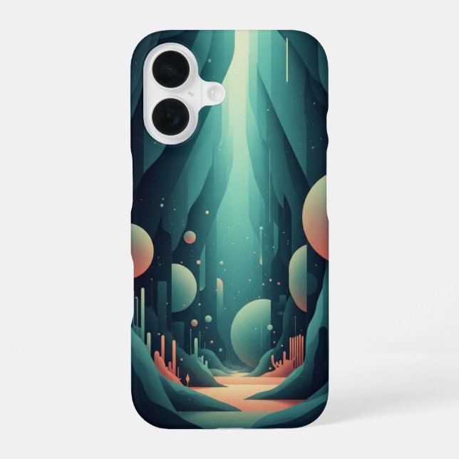 Coque iPhone 16 Grotte sous-marine abstraite (Verso)