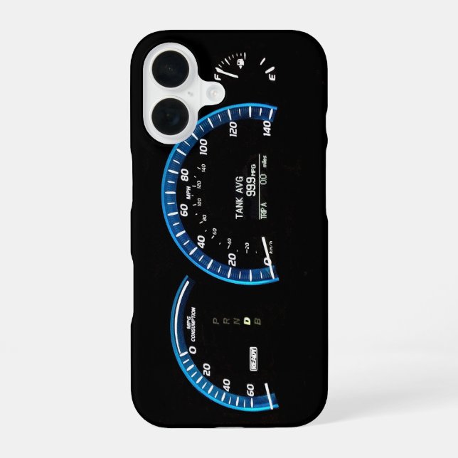 Coque iPhone 16 Groupe d'instruments de voiture hybride (Verso)