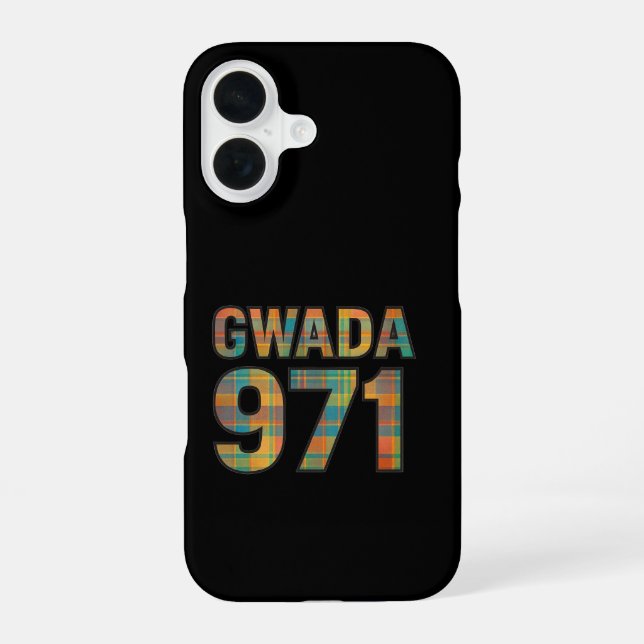 Coque iPhone 16 Gwada 971 Madras - Fierté Guadeloupéenne  (Verso)