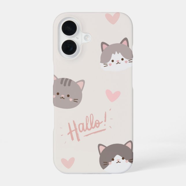 Coque iPhone 16 Hallo Kitty Minimalist - Téléphone (Verso)