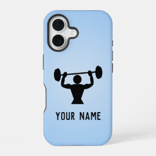 Coque iPhone 16 Haltérophile pour gars qui soulève, ajoutez son no