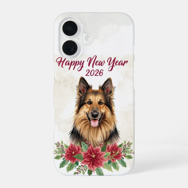Coque iPhone 16 Happy New Year 2026 Dog Art (Verso)