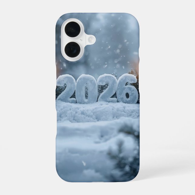 Coque iPhone 16 happy new year 2026 frosty calm (Verso)