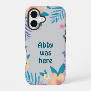 Coque iPhone 16 Hawaiian Floral Design on Gray