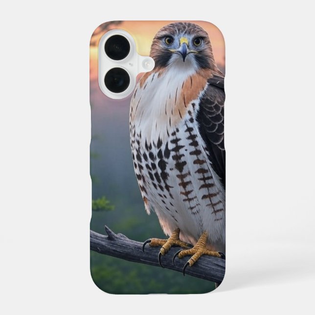 Coque iPhone 16 Hawk au coucher du soleil (Verso)