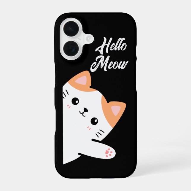 Coque iPhone 16 Hello Meow Cat (Verso)