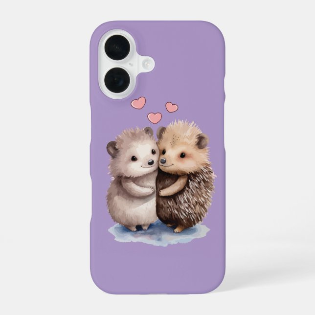 Coque iPhone 16 Hérisson adorable (Verso)