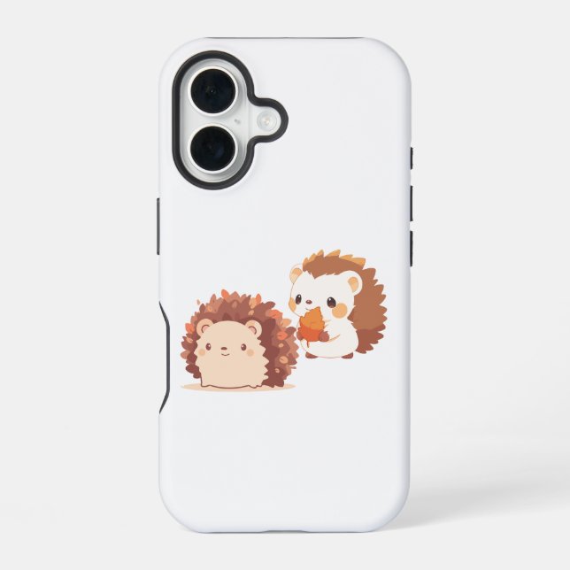 Coque iPhone 16 Hérissons mignons d'automne – Animaux mignons de l (Verso)