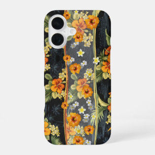 Coque iPhone 16 Hibiscus Orange Hawaïen Aloha Chemise Téléphone