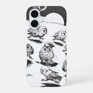 Coque iPhone 16 Hiboux au clair de lune, Louis Wain