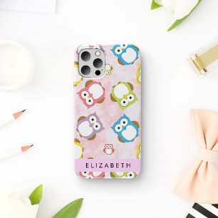 Coque iPhone 16 Hiboux mignons, motif de hibou, hiboux colorés, vo