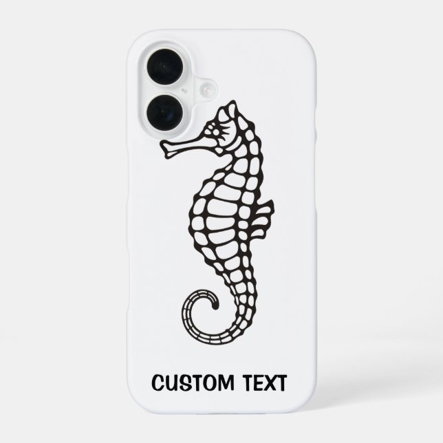Coque iPhone 16 Hippocampe Noir (Verso)