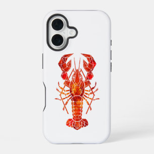 Coque iPhone 16 Homard polygonal rouge