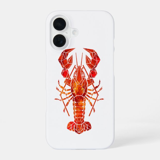Coque iPhone 16 Homard polygonal rouge (Verso)