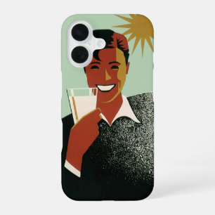 Coque iPhone 16 Homme Art Déco Vintage, Boissons Fraîches en Été