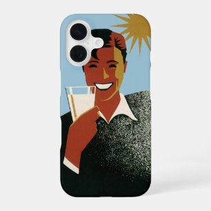 Coque iPhone 16 Homme Art Déco Vintage, Boissons Fraîches en Été