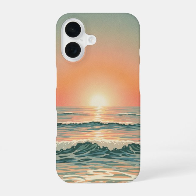 Coque iPhone 16 Horizon de l'océan rétro (Verso)