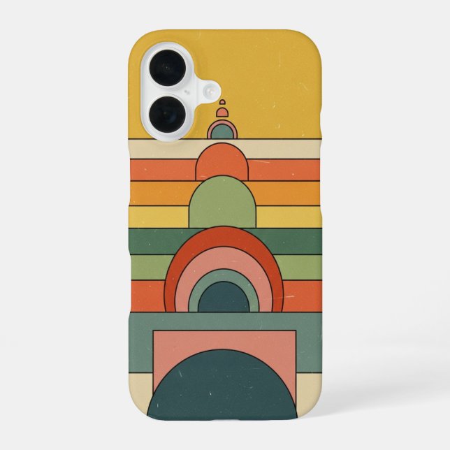 Coque iPhone 16 Horizon Géométrique Vintage (Verso)