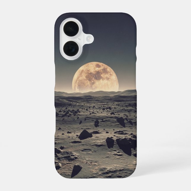 Coque iPhone 16 Horizon lunaire vintage (Verso)