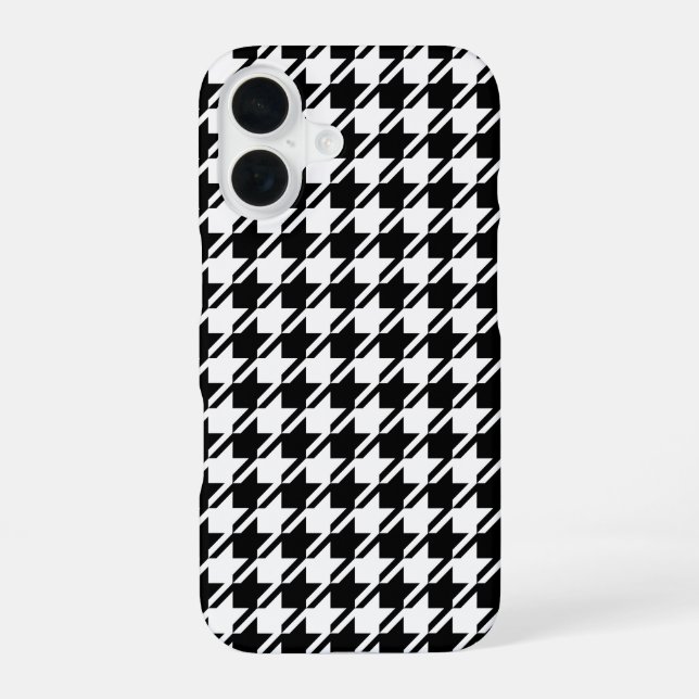 Coque iPhone 16 Houndstooth BW Rpt Motif (Verso)