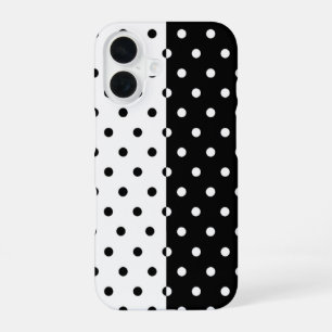 Coque iPhone 16 Housse de téléphone à pois noirs et blancs