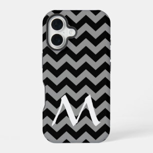 Coque iPhone 16 Humeurs marocaines noires Chevrons avec monogramme
