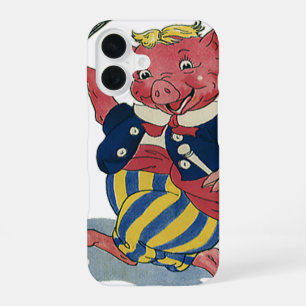 Coque iPhone 16 Humour Vintage, Cochon Heureux qui Danse