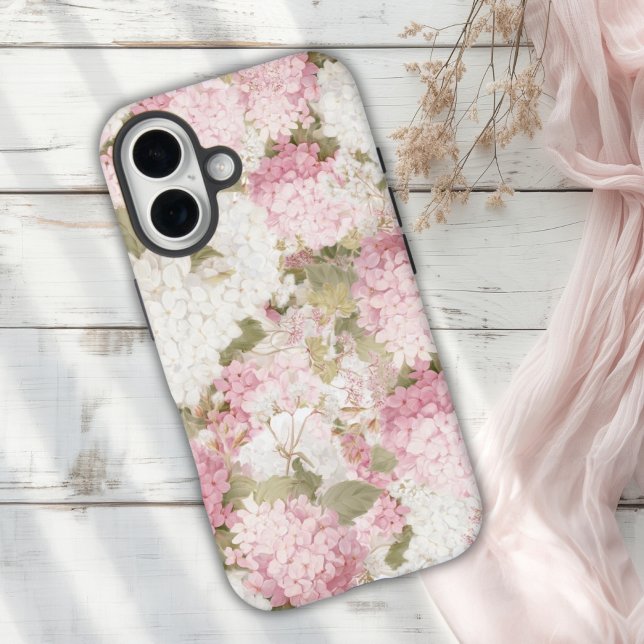 Coque iPhone 16 Hydrangea Rose Élégant Aquarelle  (Créateur téléchargé)