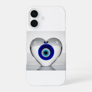 Coque iPhone 16 Icône de cœur de mauvais œil Conception graphique 