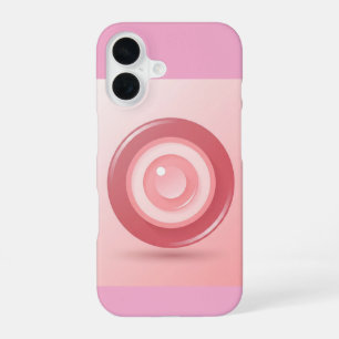 Coque iPhone 16 Icône minimaliste de l'œil maléfique rose sur past