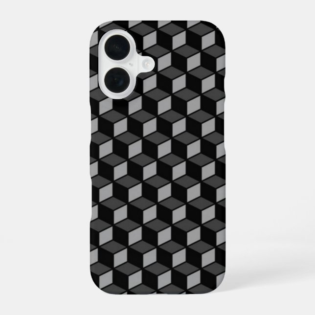 Coque iPhone 16 Illusion optique noire 3D (Verso)