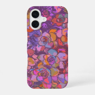 Coque iPhone 16 Illustration botanique de fleurs à motif violet