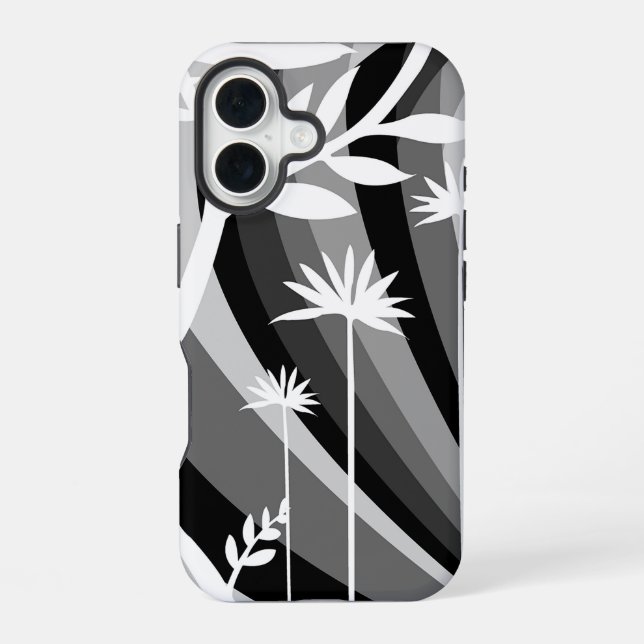 Coque iPhone 16 Illustration botanique noire et blanche Arrière in (Verso)