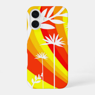 Coque iPhone 16 Illustration botanique orange et blanc