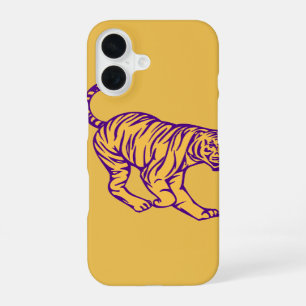 Coque iPhone 16 Illustration de chat sauvage tigre rayures violett