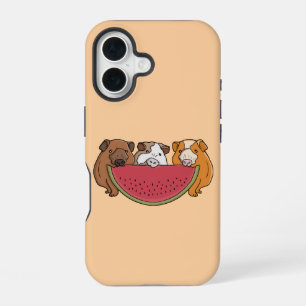 Coque iPhone 16 Illustration de cochons d'Inde joueurs et de pastè