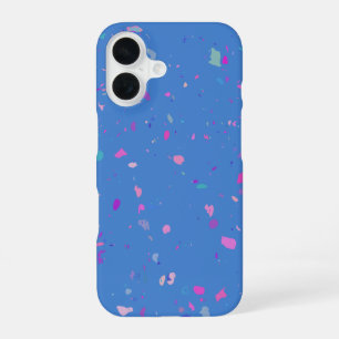 Coque iPhone 16 Illustration de galaxie en terrazzo abstrait en bl