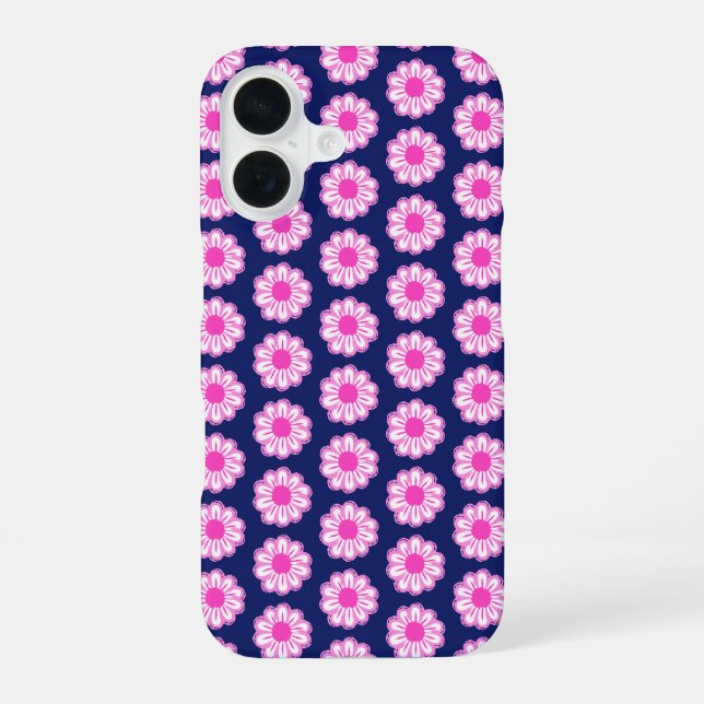 Coque iPhone 16 Illustration de marguerite rose (Verso)