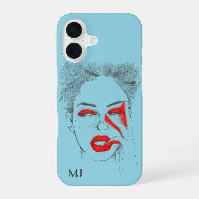 Coque iPhone 16 Illustration rétro customisée - Bébé bleu (Verso)