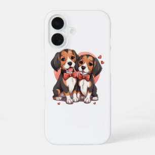 Coque iPhone 16 Illustration romantique de l'amour du Beagle chiot