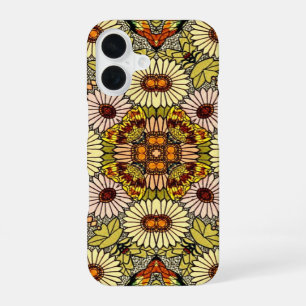 Coque iPhone 16 Illustration Vintage Fleurs Papillons Motif