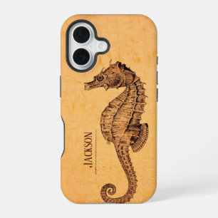 Coque iPhone 16 Illustration vintage Seahorse