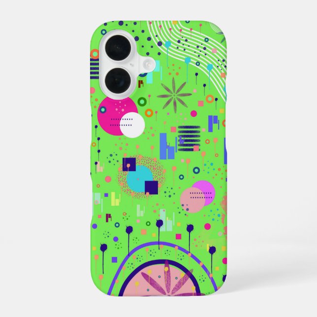 Coque iPhone 16 Impression abstraite vert citron (Verso)