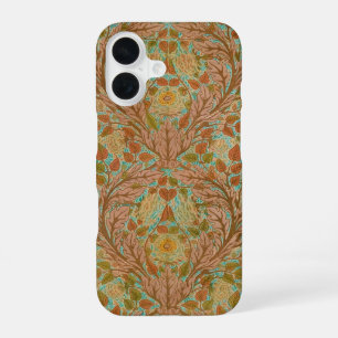 Coque iPhone 16 Impression botanique de rose et de feuille en terr